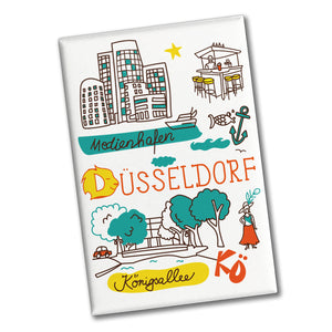 Düsseldorf Wimmelbild Souvenir Souvenir Magnet - Königsallee