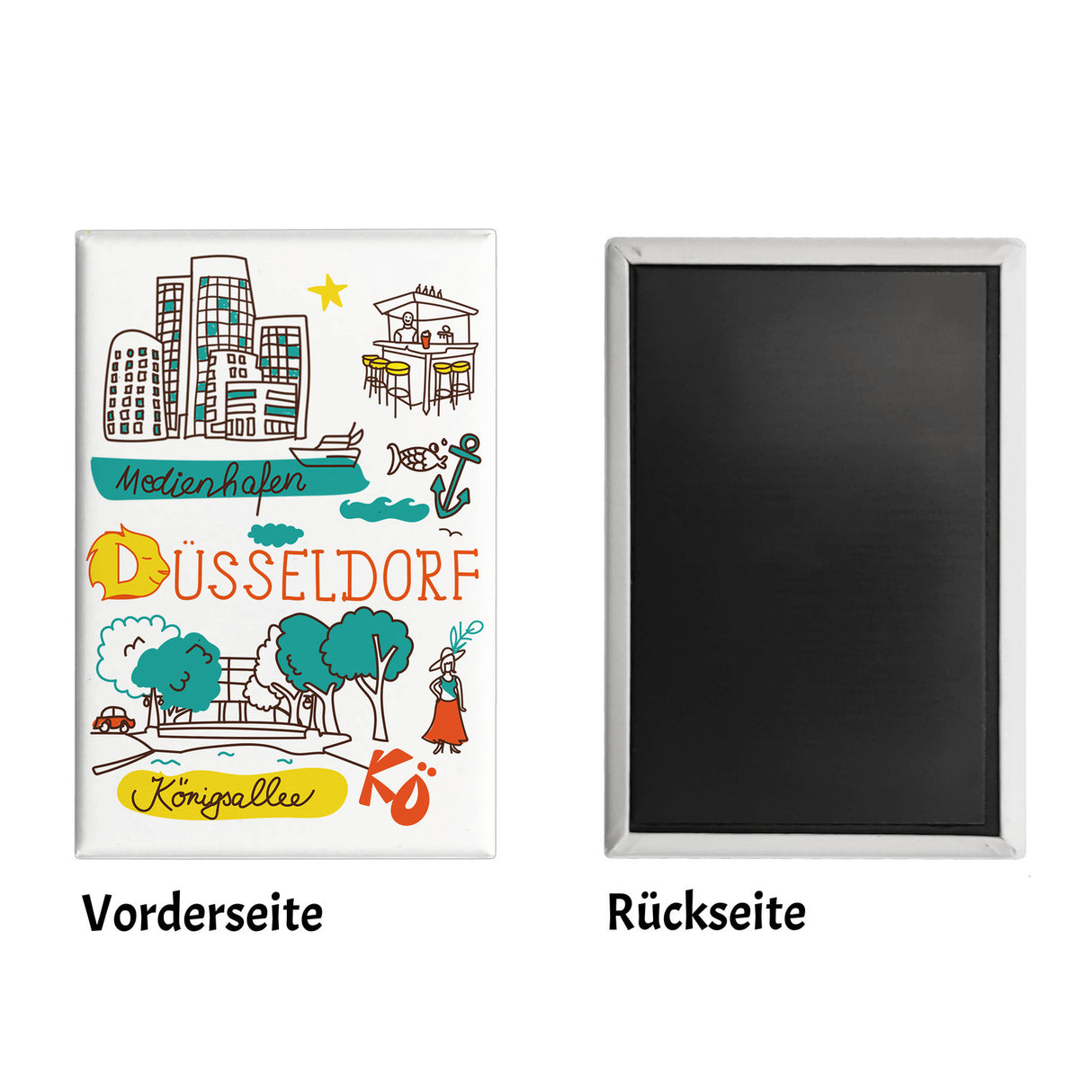 Düsseldorf Wimmelbild Souvenir Souvenir Magnet - Königsallee