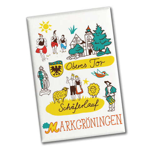 Markgröningen Wimmelbild Souvenir Souvenir Magnet - Oberes Tor