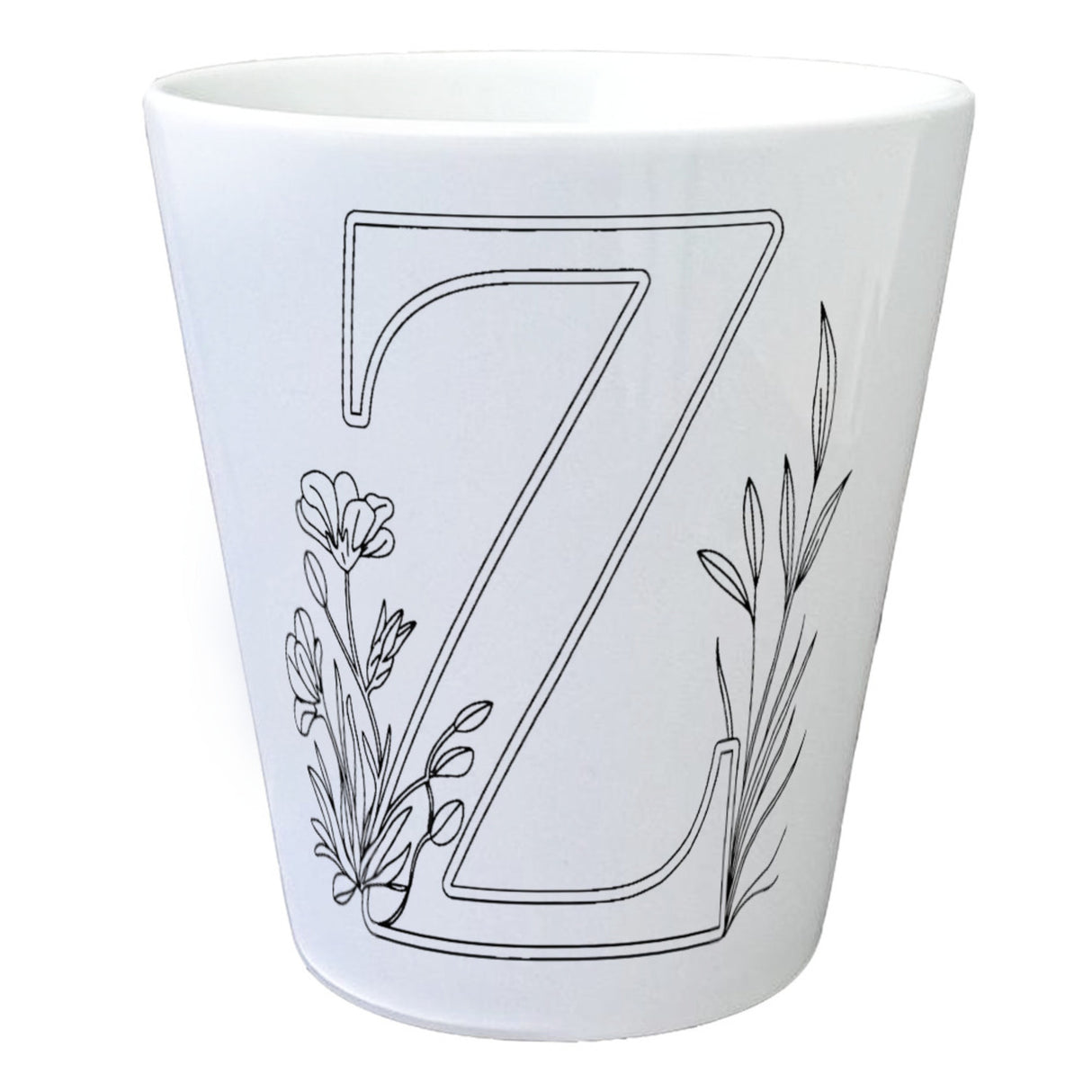 Floral Buchstabe Z Blumentopf zum Ausmalen für Kunstliebhaber