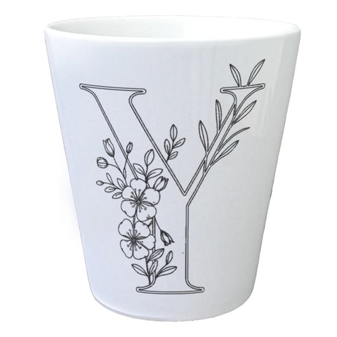 Floral Buchstabe Y Blumentopf zum Ausmalen für Kunstliebhaber