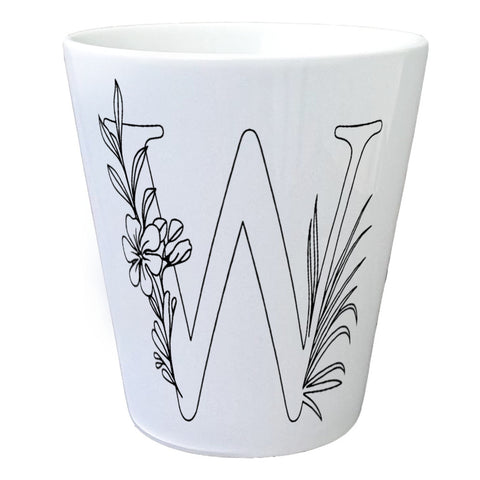 Floral Buchstabe W Blumentopf zum Ausmalen für Kunstliebhaber