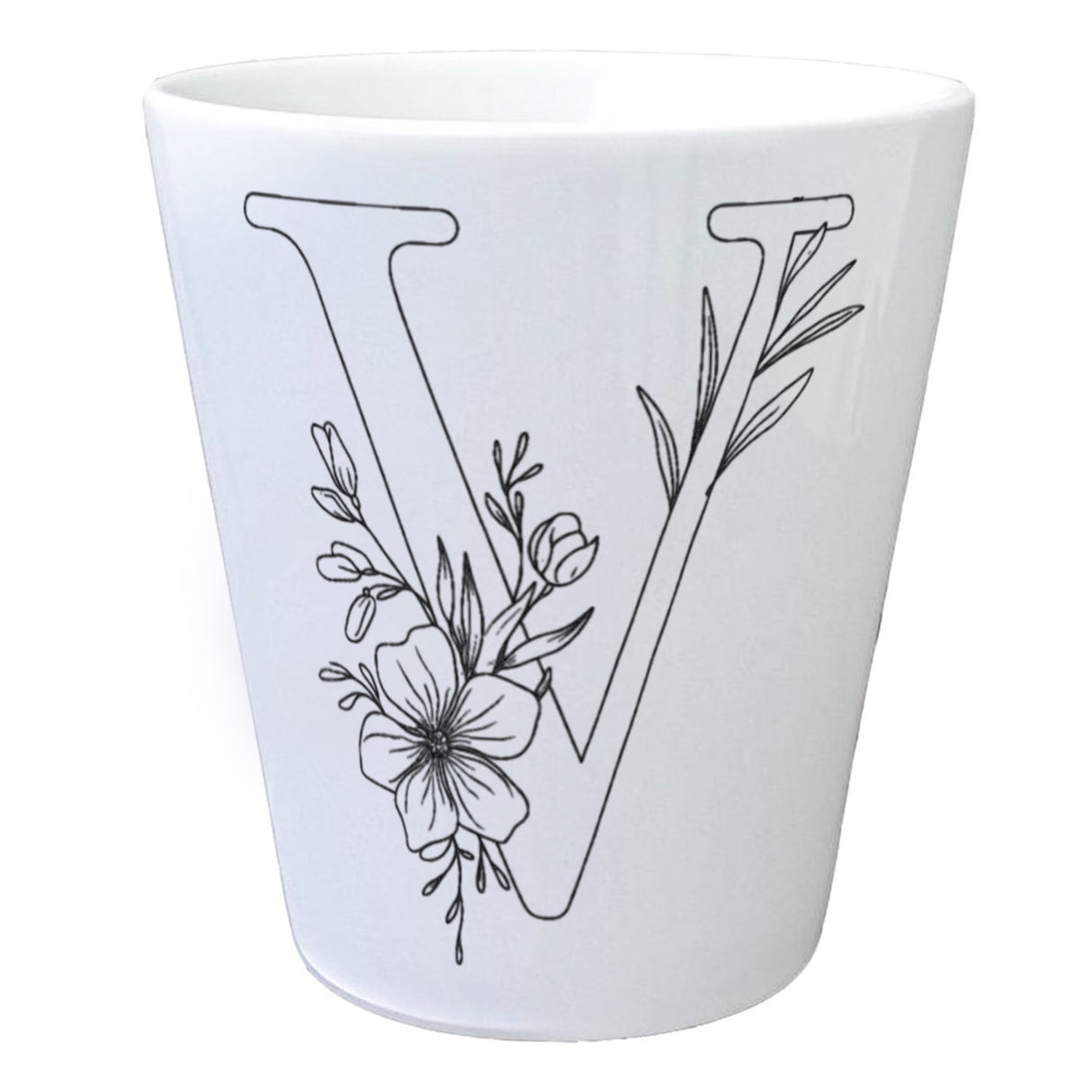 Floral Buchstabe V Blumentopf zum Ausmalen für Kunstliebhaber