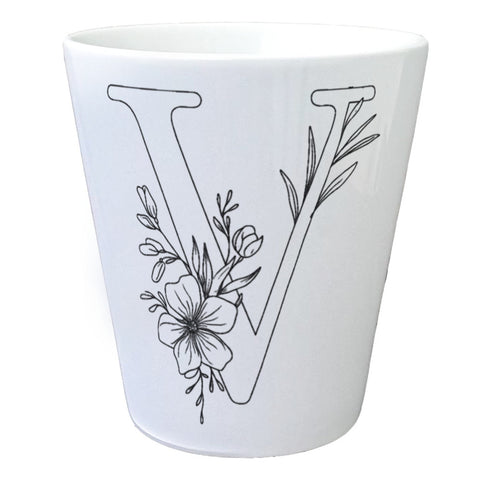 Floral Buchstabe V Blumentopf zum Ausmalen für Kunstliebhaber