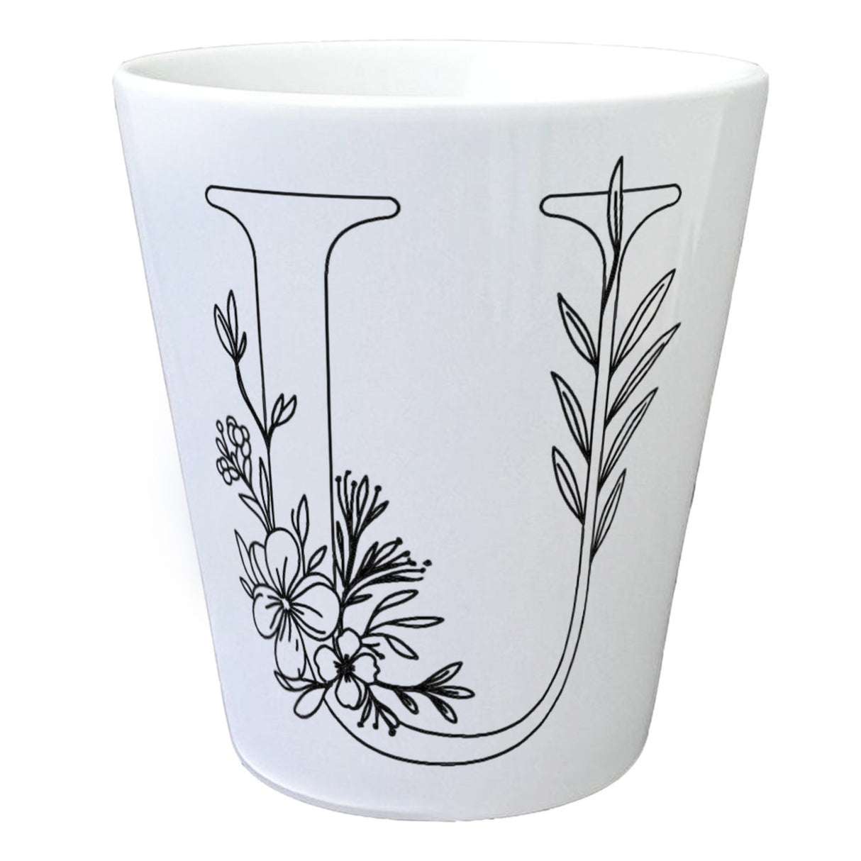 Floral Buchstabe U Blumentopf zum Ausmalen für Kunstliebhaber