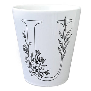 Floral Buchstabe U Blumentopf zum Ausmalen für Kunstliebhaber