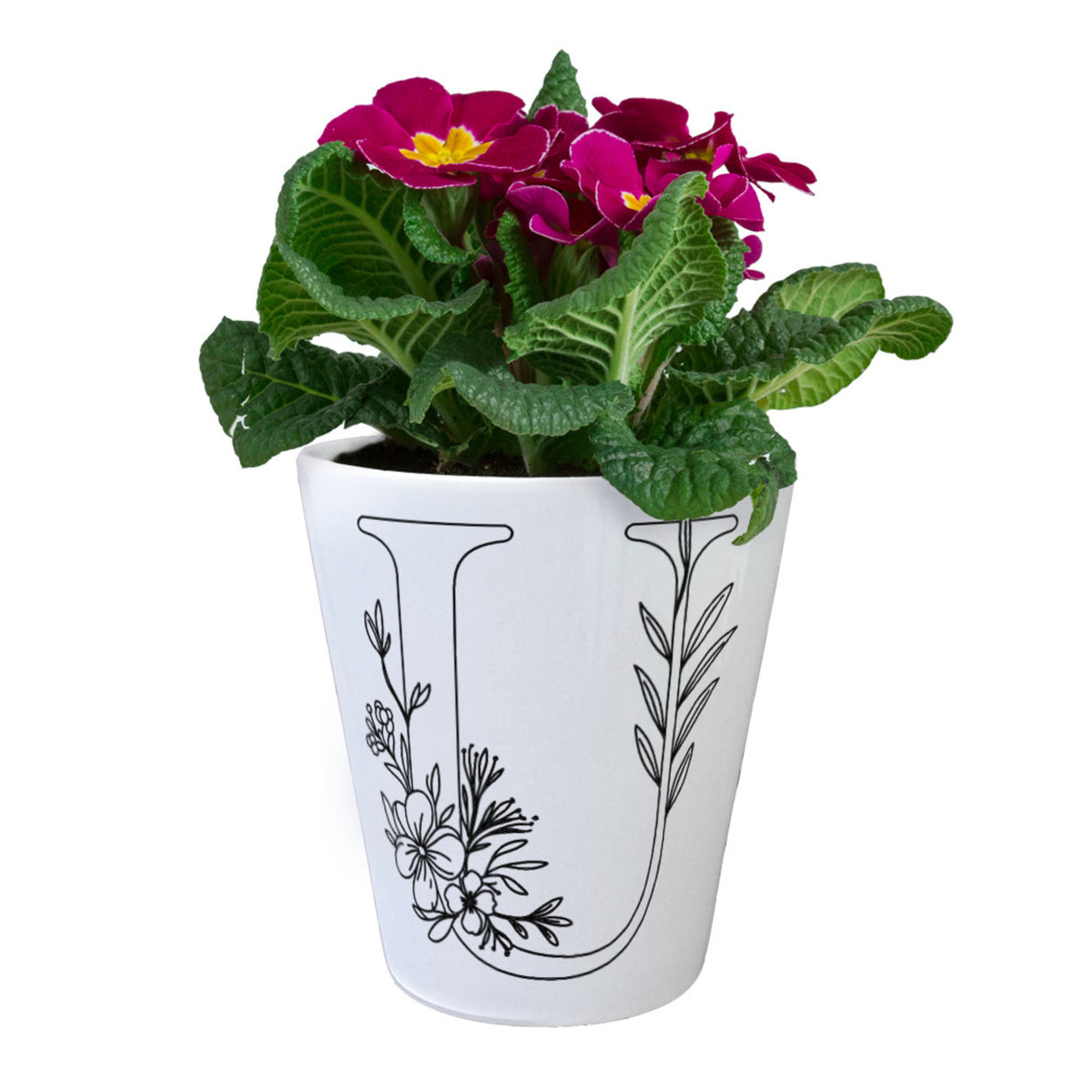 Floral Buchstabe U Blumentopf zum Ausmalen für Kunstliebhaber