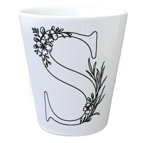 Floral Buchstabe S Blumentopf zum Ausmalen für Kunstliebhaber
