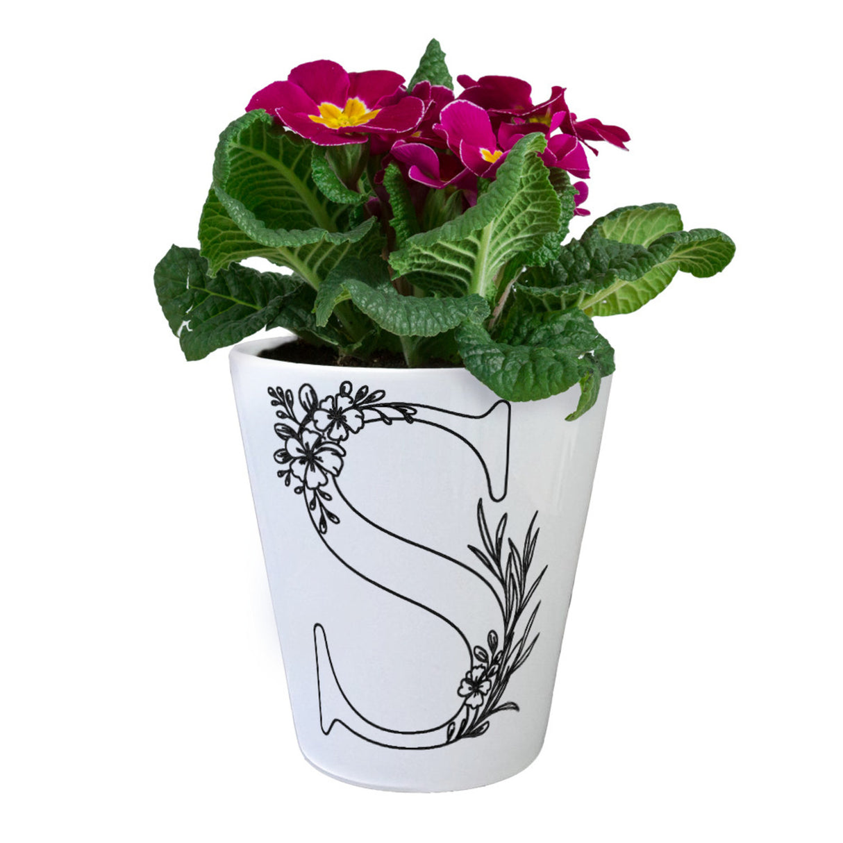 Floral Buchstabe S Blumentopf zum Ausmalen für Kunstliebhaber