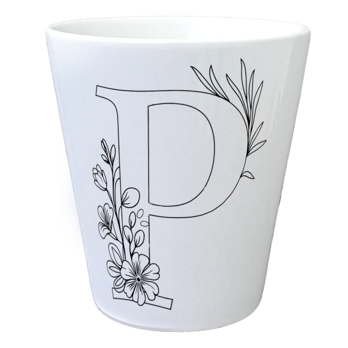 Floral Buchstabe P Blumentopf zum Ausmalen für Kunstliebhaber