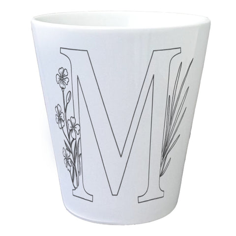 Floral Buchstabe M Blumentopf zum Ausmalen für Kunstliebhaber