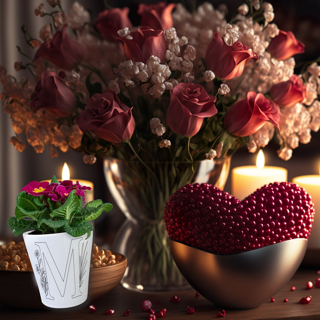 Floral Buchstabe M Blumentopf zum Ausmalen für Kunstliebhaber