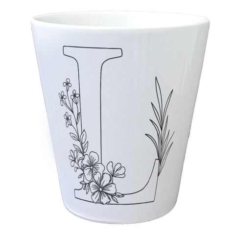 Floral Buchstabe L Blumentopf zum Ausmalen für Kunstliebhaber