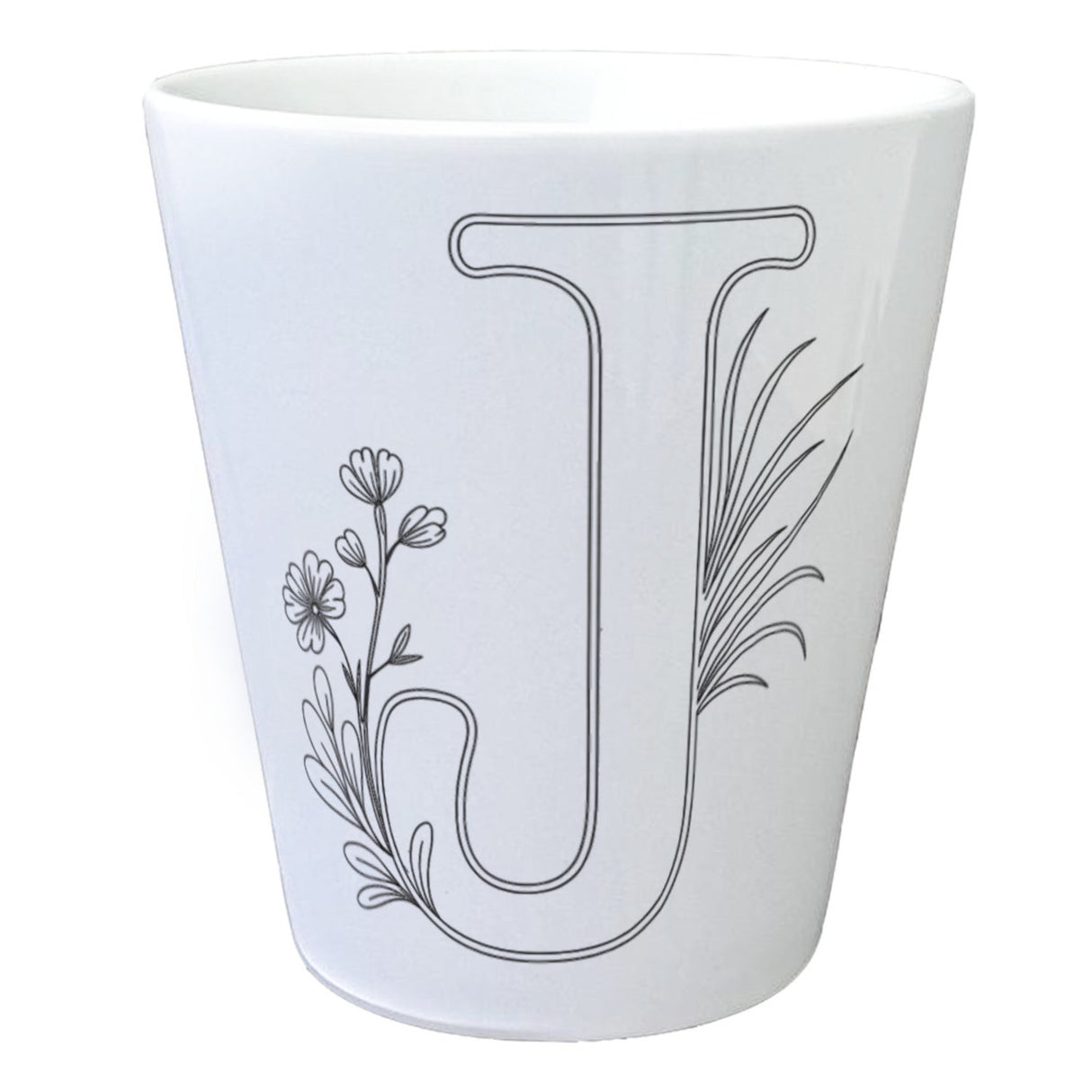 Floral Buchstabe J Blumentopf zum Ausmalen für Kunstliebhaber