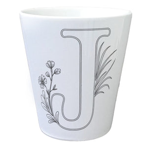 Floral Buchstabe J Blumentopf zum Ausmalen für Kunstliebhaber