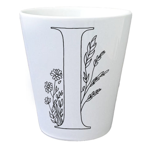 Floral Buchstabe I Blumentopf zum Ausmalen für Kunstliebhaber