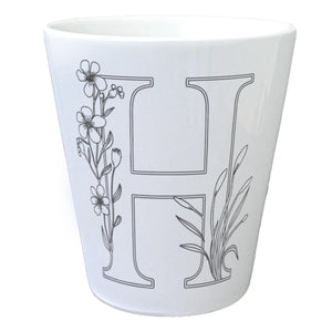 Floral Buchstabe H Blumentopf zum Ausmalen für Kunstliebhaber