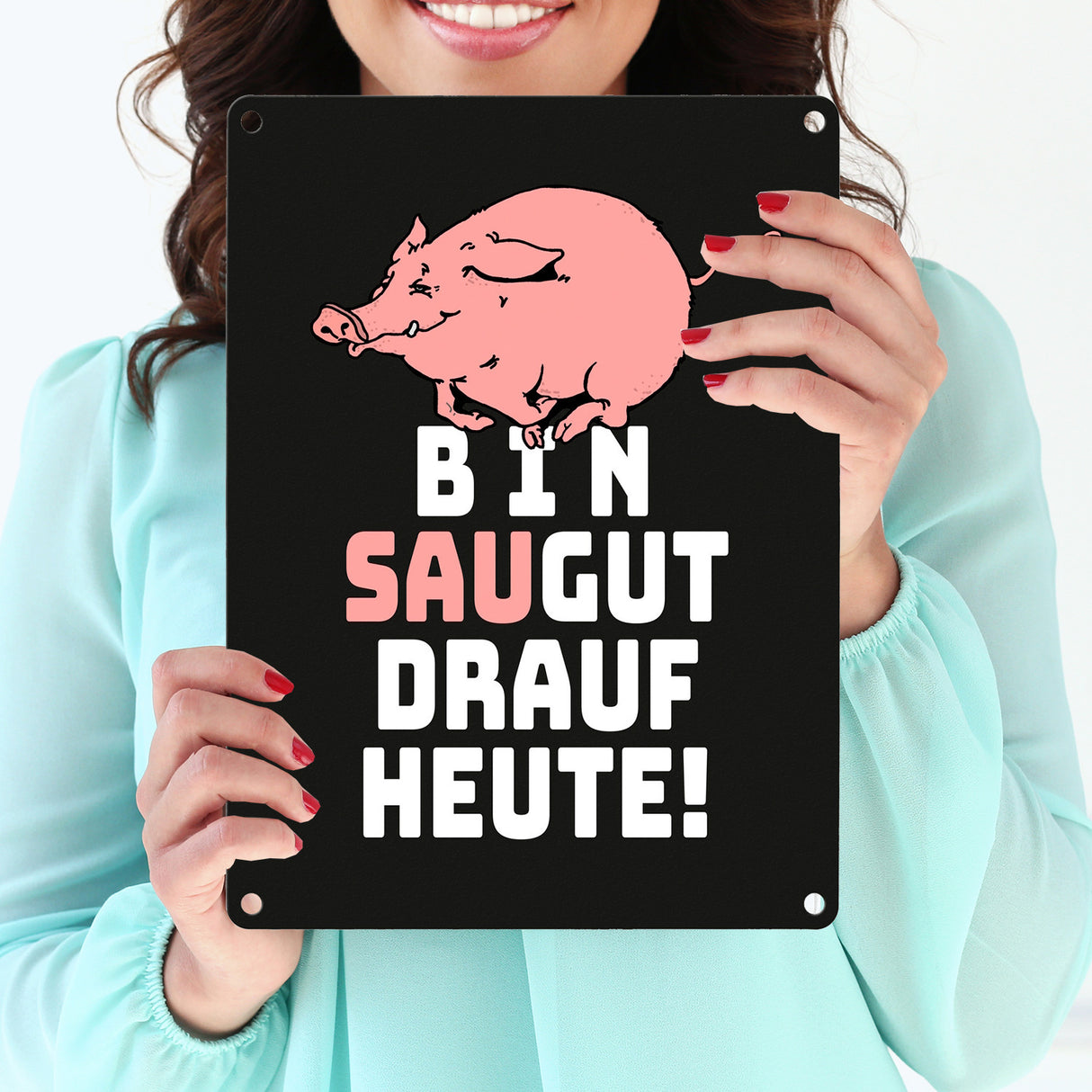 Bin saugut drauf heute Metallschild in 15x20 cm