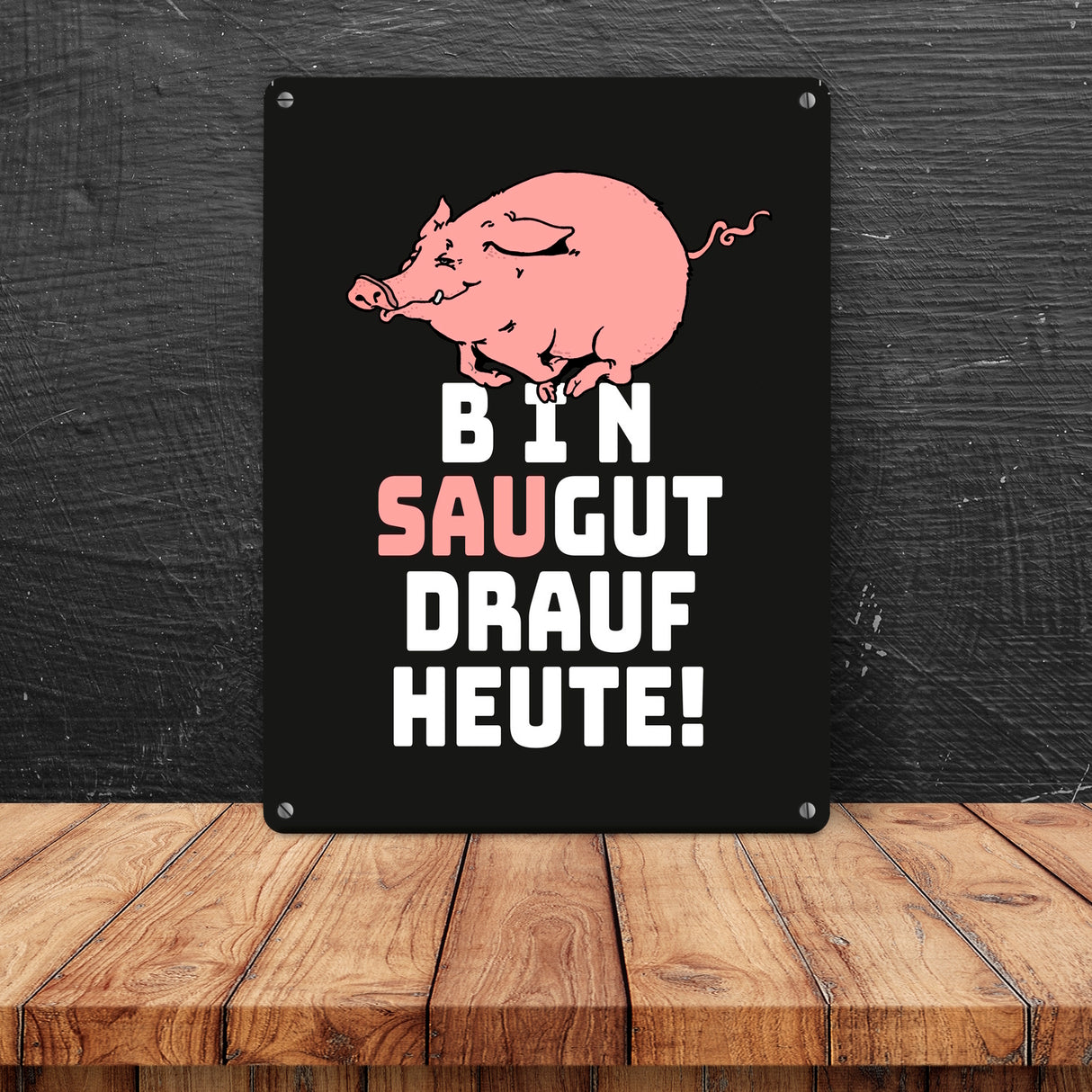 Bin saugut drauf heute Metallschild in 15x20 cm