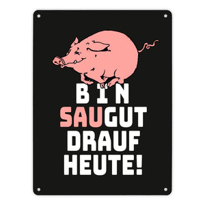 Bin saugut drauf heute Metallschild in 15x20 cm