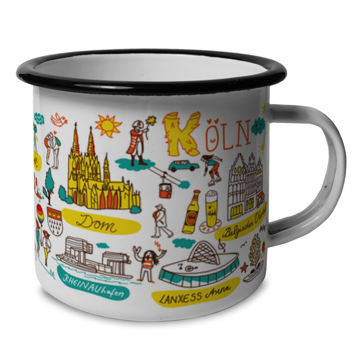 Köln Wimmelbild Emaille Tasse