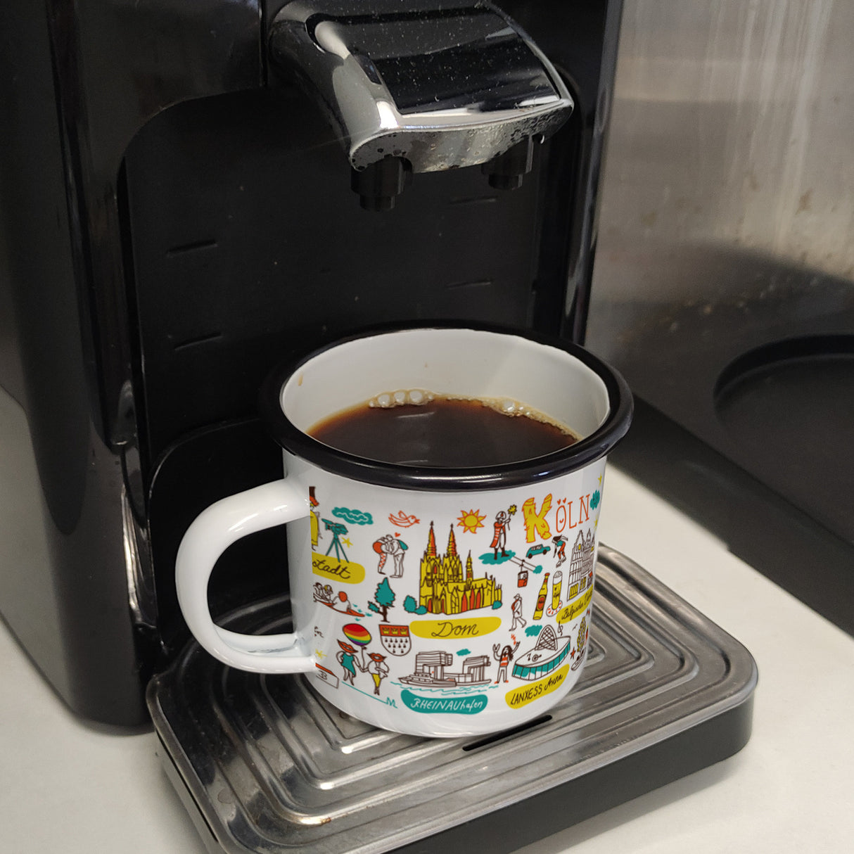 Köln Wimmelbild Emaille Tasse