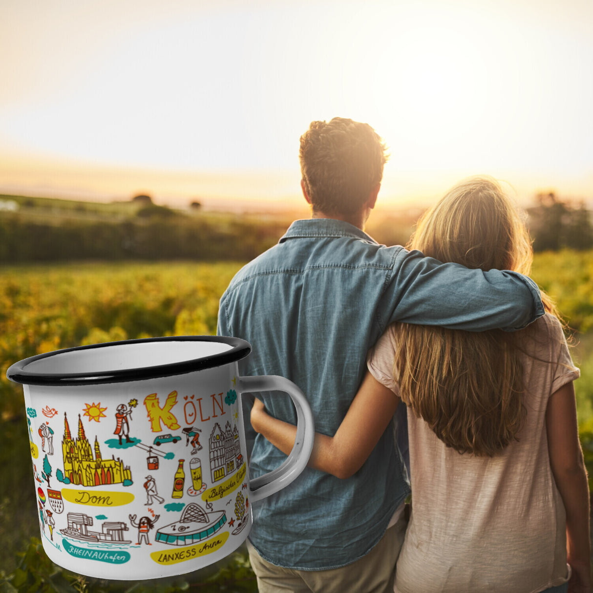 Köln Wimmelbild Emaille Tasse