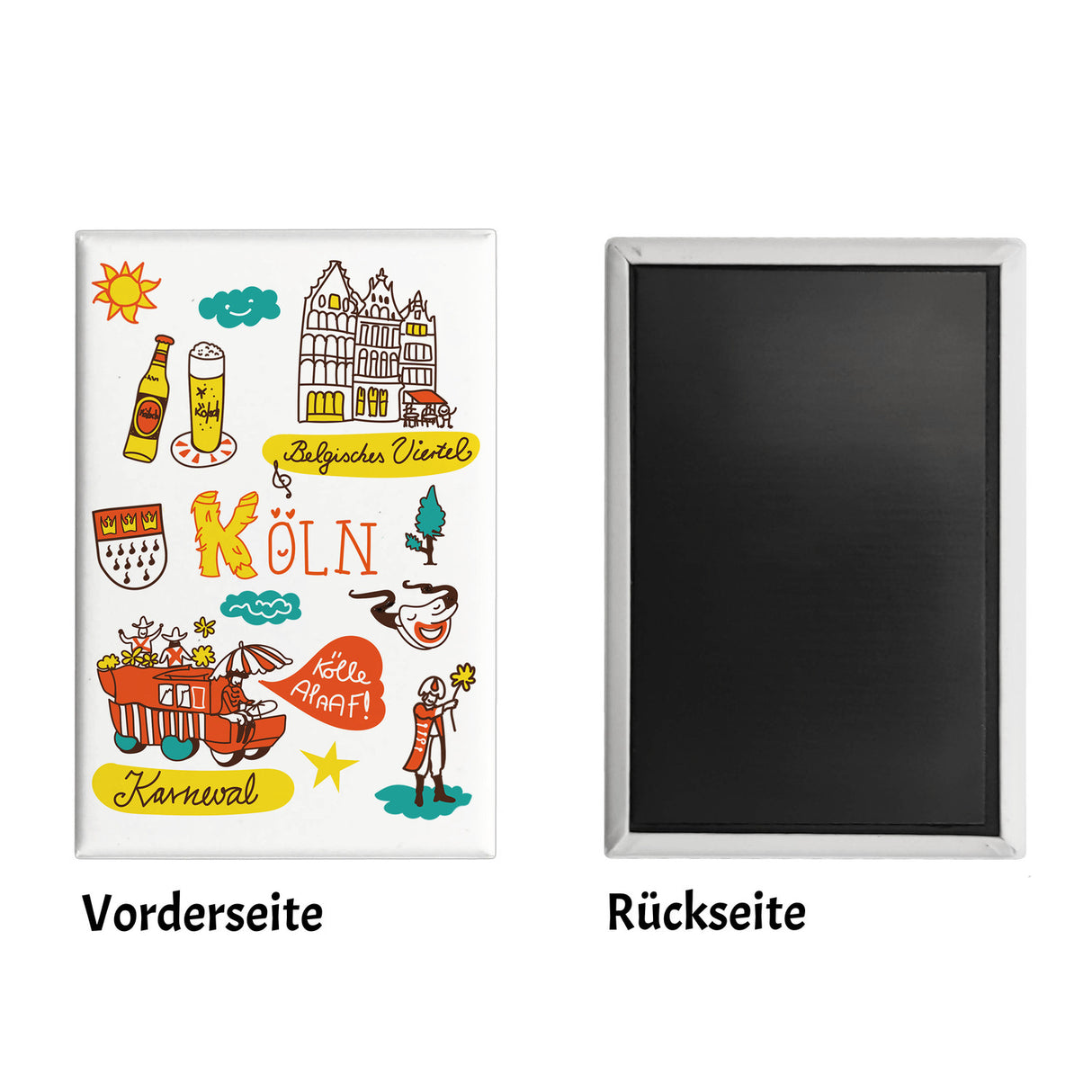 Köln Wimmelbild Souvenir Magnet - Belgisches Viertel