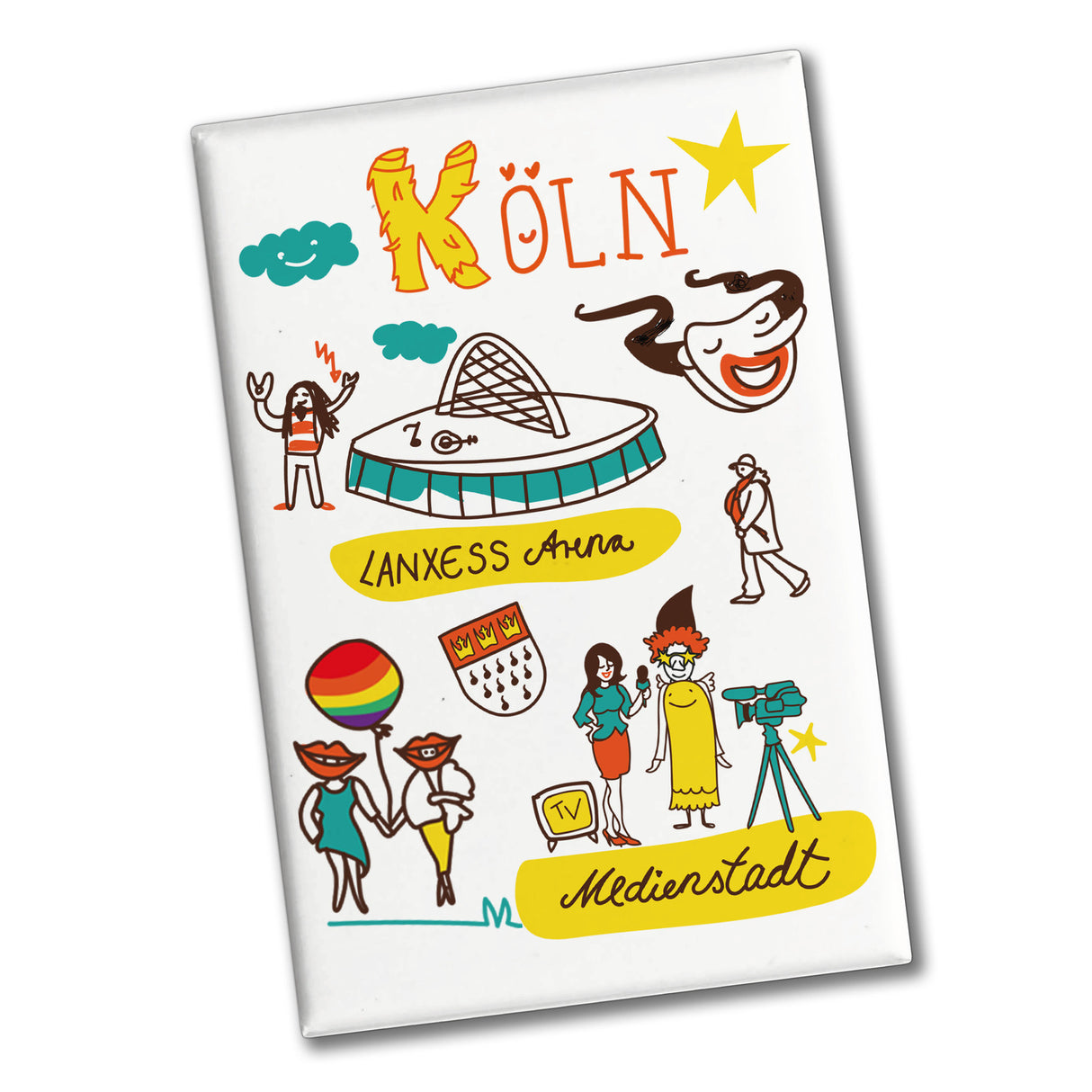 Köln Wimmelbild Souvenir Magnet - Medienstadt