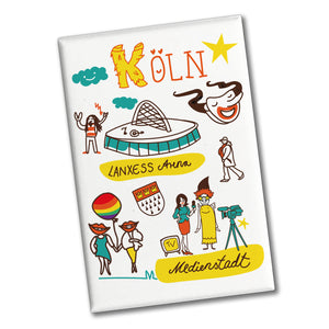 Köln Wimmelbild Souvenir Magnet - Medienstadt