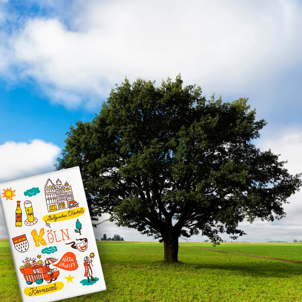 Köln Wimmelbild Souvenir Magnet - Belgisches Viertel