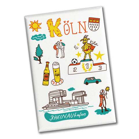 Köln Wimmelbild Souvenir Magnet - Rheinauhafen