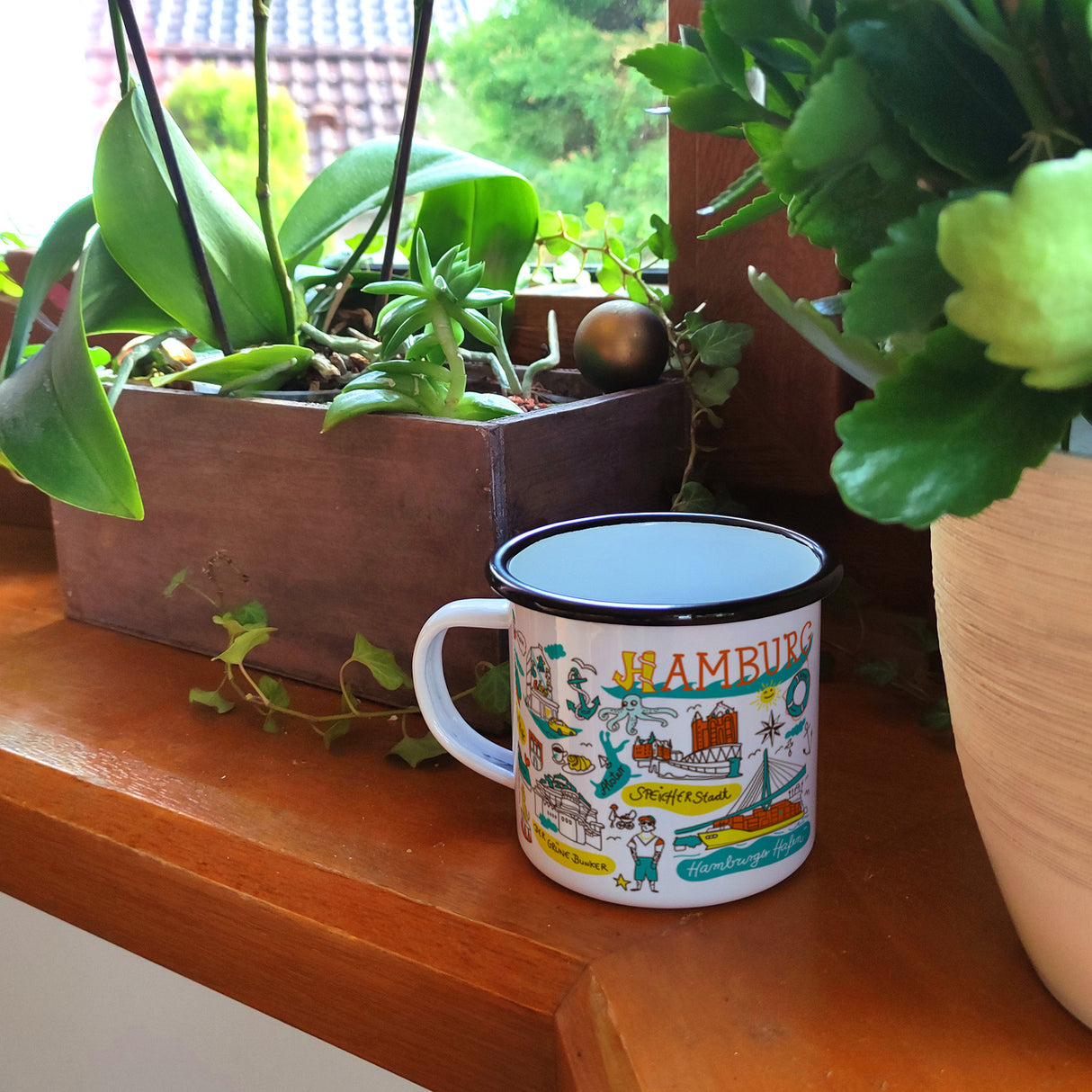 Hamburg Wimmelbild Emaille Tasse