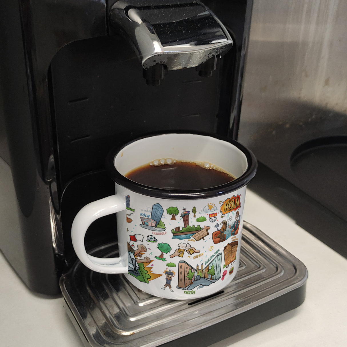 Köln Pop Art Comic Emaille Tasse