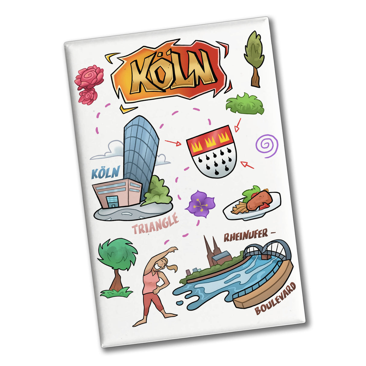 Köln Pop Art Comic Souvenir Souvenir Magnet - Rheinufer