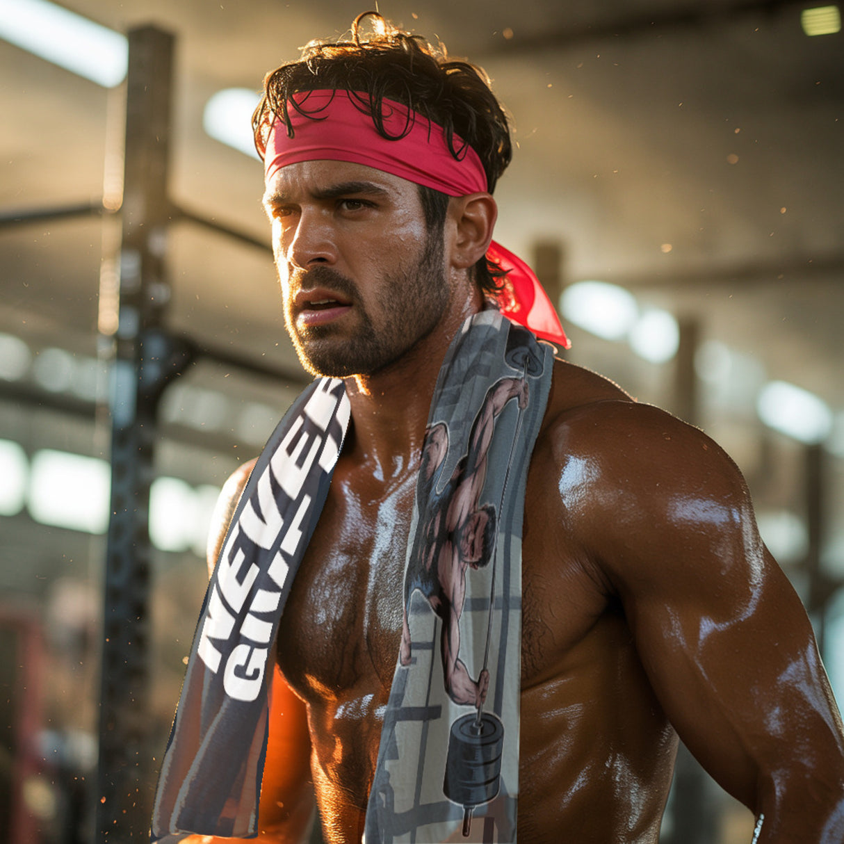 Never Give Up Eishandtuch für Fitnessfreaks
