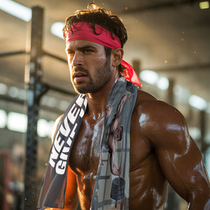Never Give Up Eishandtuch für Fitnessfreaks