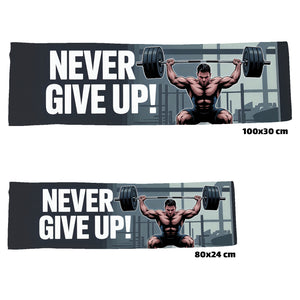 Never Give Up Eishandtuch für Fitnessfreaks