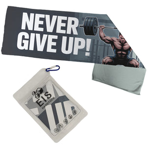 Never Give Up Eishandtuch für Fitnessfreaks