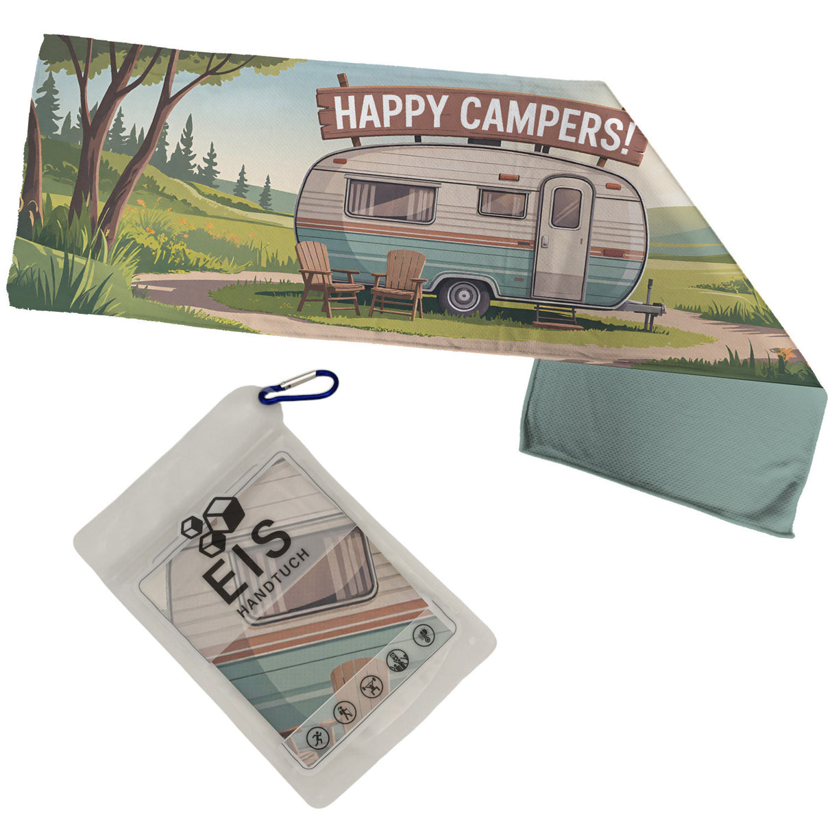 Happy Campers Eishandtuch für Campingfans