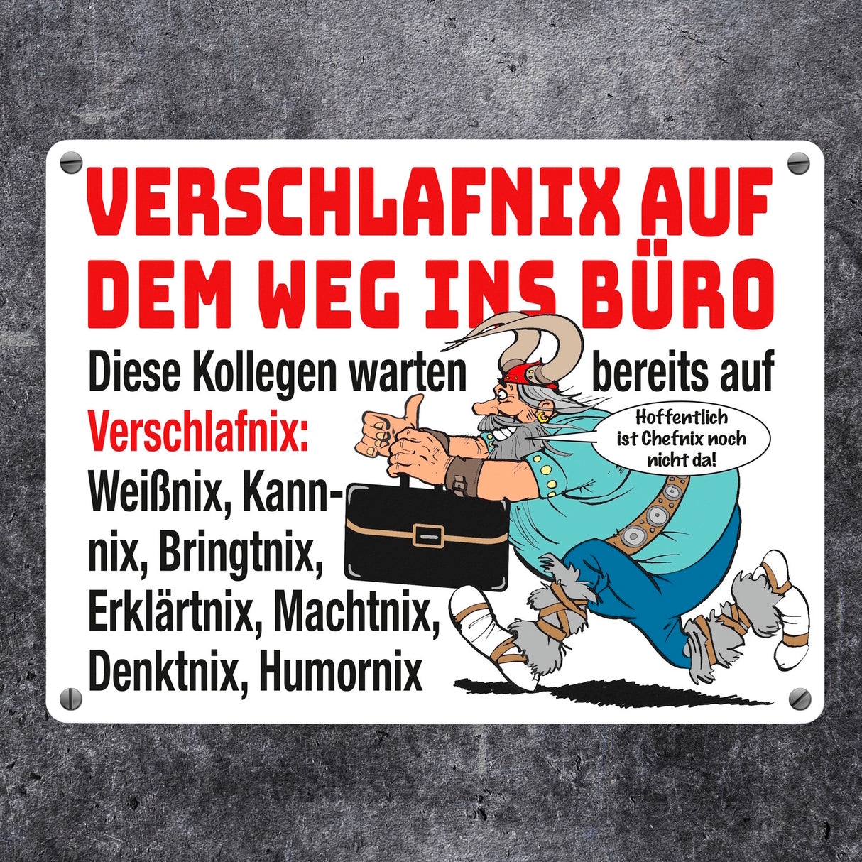 Verschlafnix Wikinger Metallschild in 15x20 cm -Kollegen im Büro: Viele Nixe.