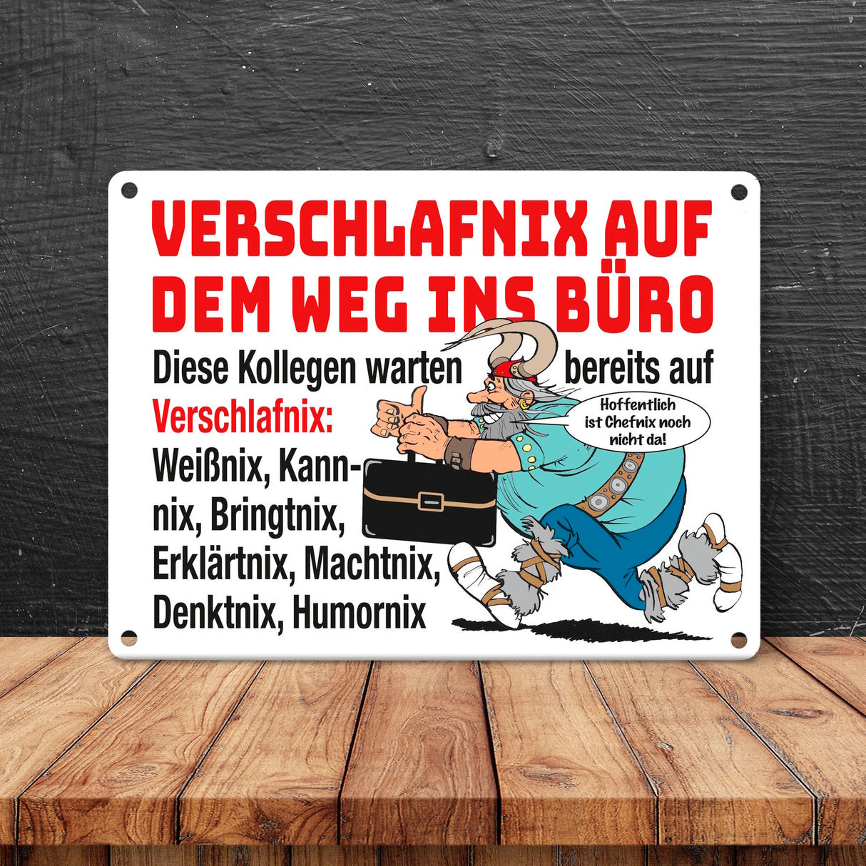 Verschlafnix Wikinger Metallschild in 15x20 cm -Kollegen im Büro: Viele Nixe.