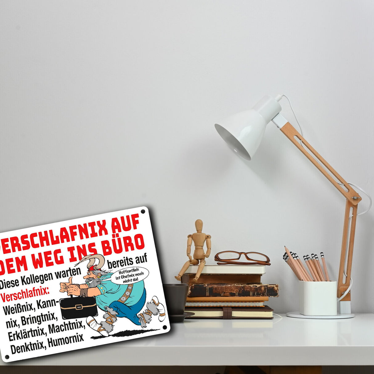 Verschlafnix Wikinger Metallschild in 15x20 cm -Kollegen im Büro: Viele Nixe.