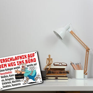 Verschlafnix Wikinger Metallschild in 15x20 cm -Kollegen im Büro: Viele Nixe.