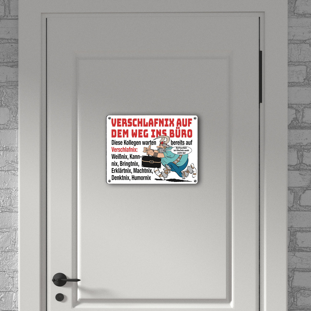 Verschlafnix Wikinger Metallschild in 15x20 cm -Kollegen im Büro: Viele Nixe.