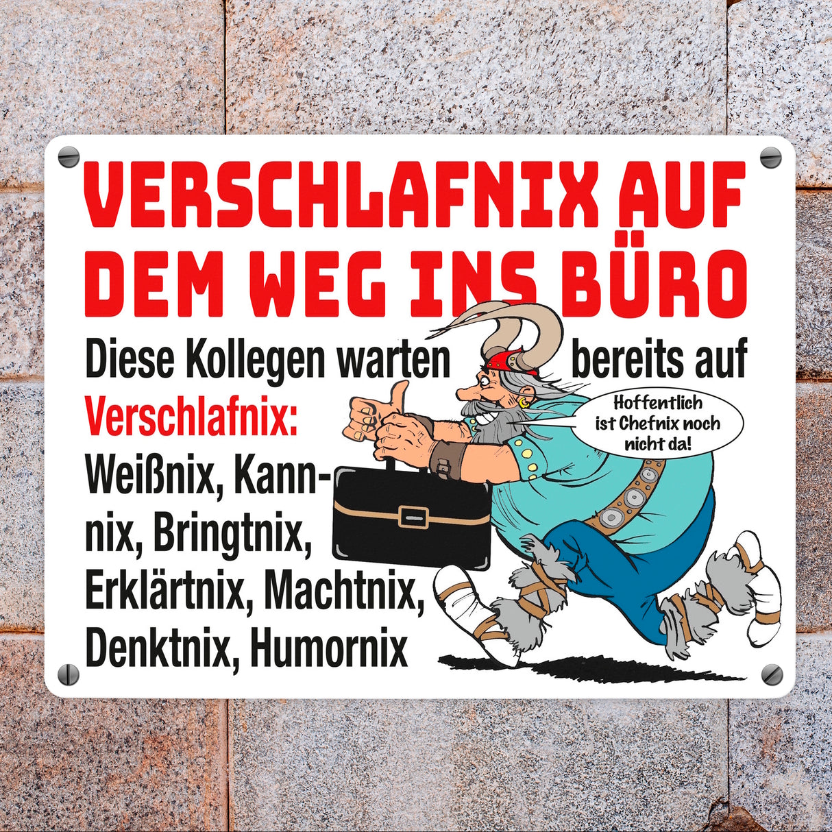 Verschlafnix Wikinger Metallschild in 15x20 cm -Kollegen im Büro: Viele Nixe.