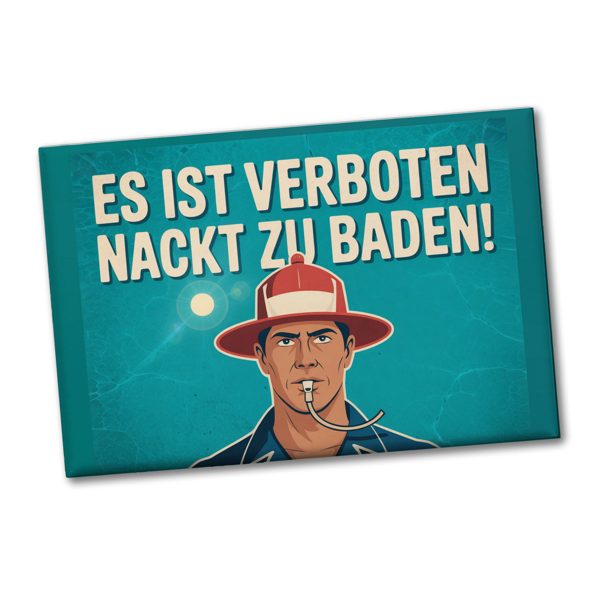 Nackt baden verboten Souvenir Magnet Mann mit Trillerpfeife