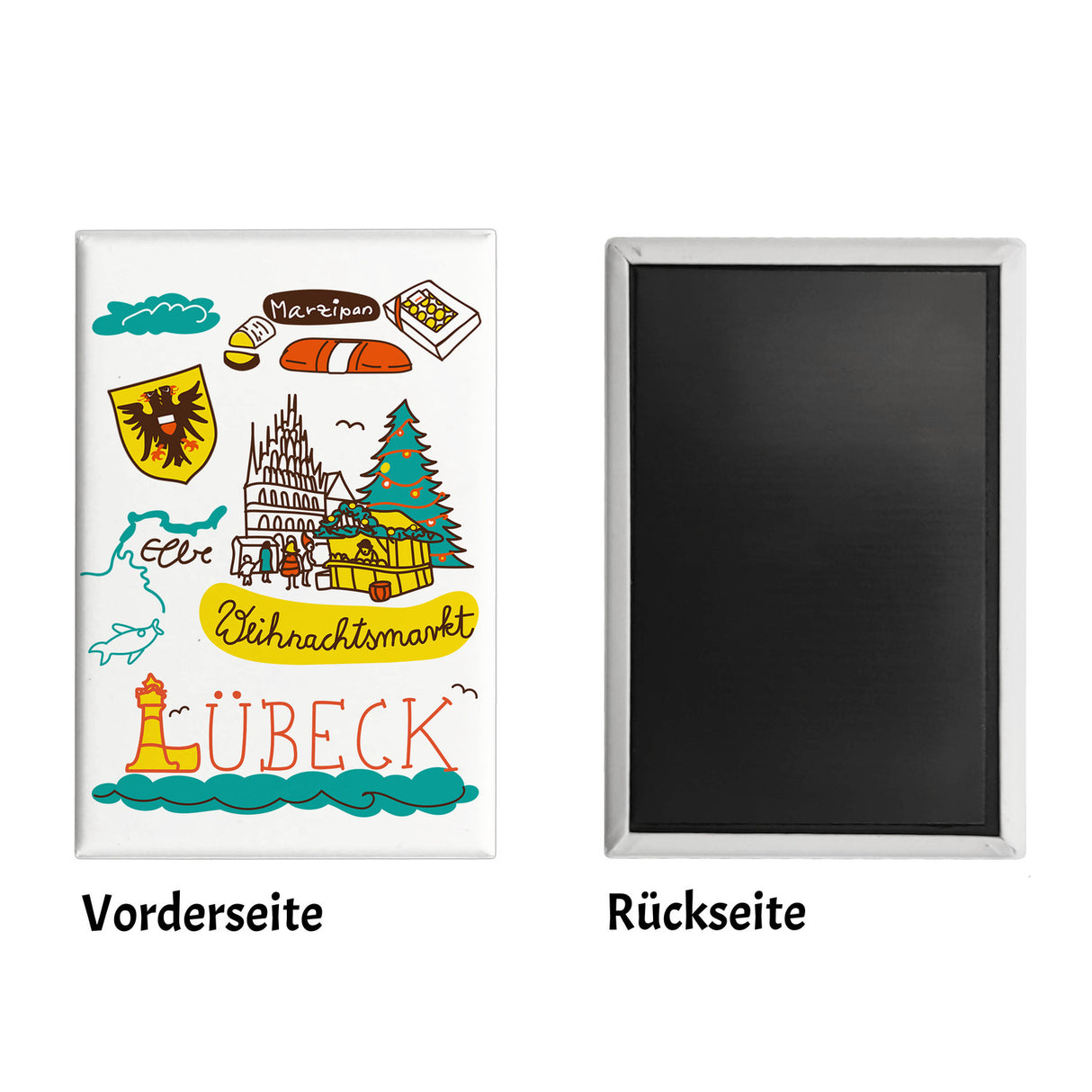 Lübeck Wimmelbild Souvenir Magnet - Weihnachtsmarkt