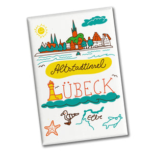 Lübeck Wimmelbild Souvenir Magnet - Altstadtinsel