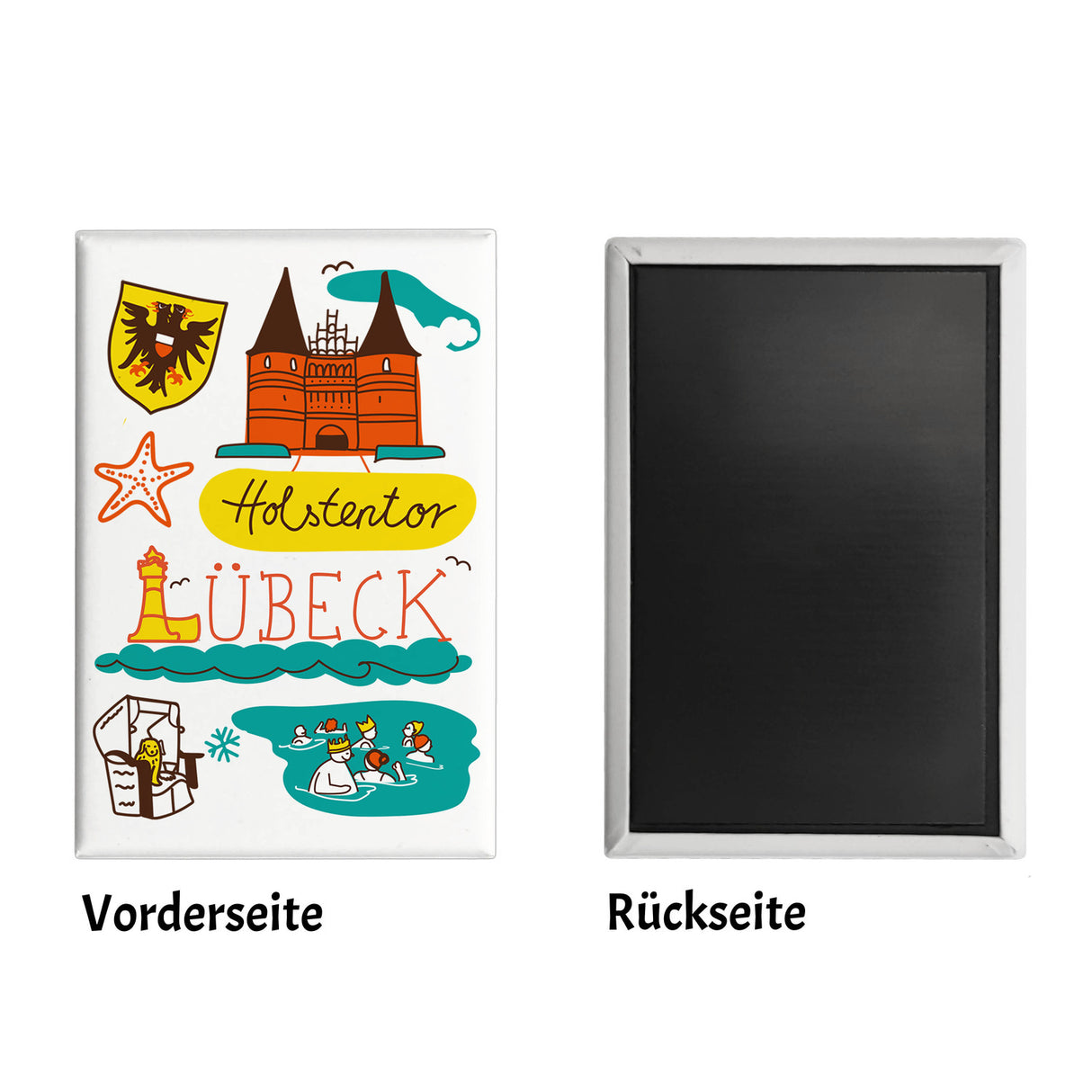 Lübeck Wimmelbild Souvenir Souvenir Magnet - Holstentor